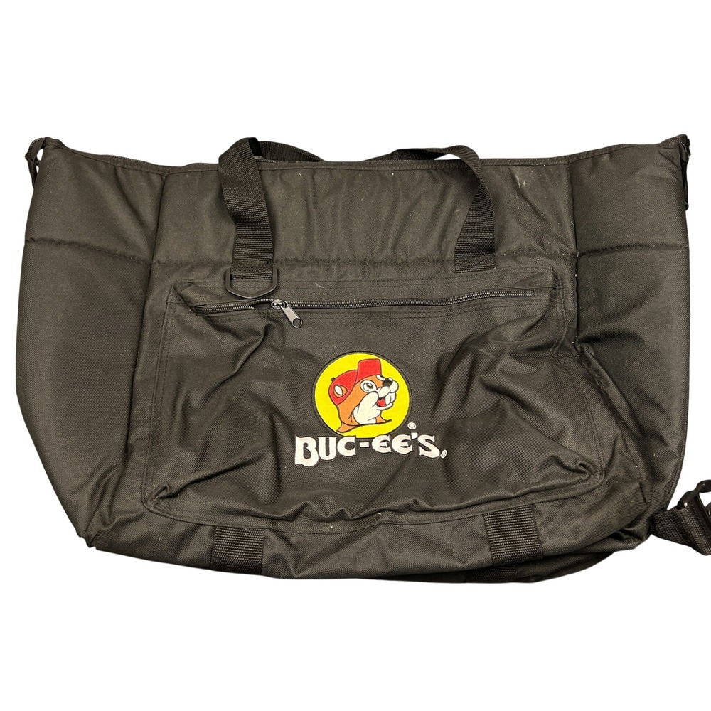 Buc-ee's 24 Can Cooler Bag Black Insulated Tote Beaver Logo Travel Road Trip
